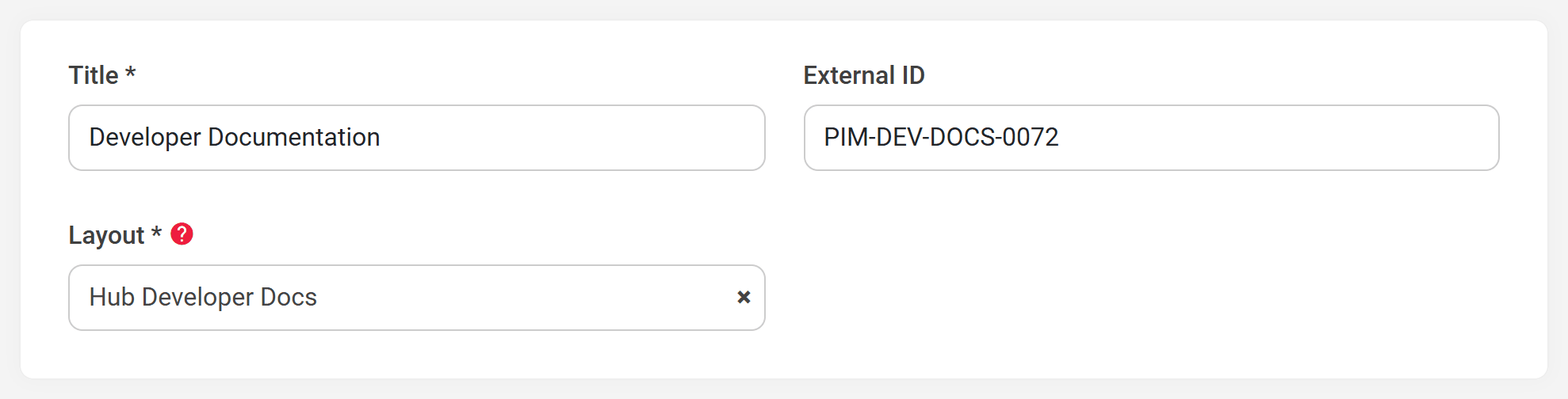 A page's details with the External ID field beside the title, holding the record's id from another system